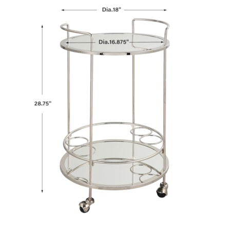 Chrome Bar Cart with Casters