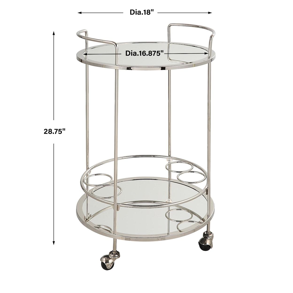 Uttermost Spritz Chrome Bar Cart with Casters