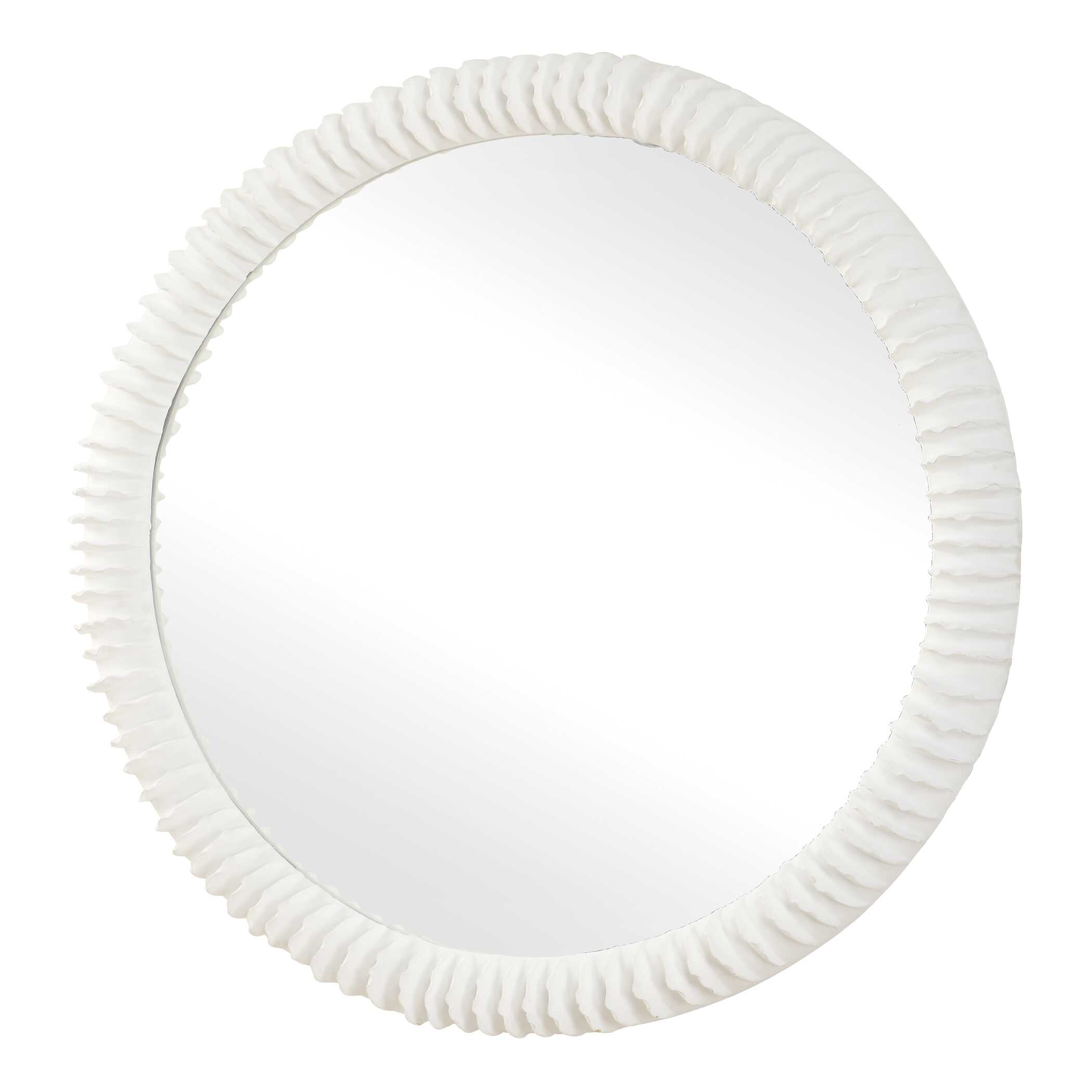 Akiko White Round Mirror