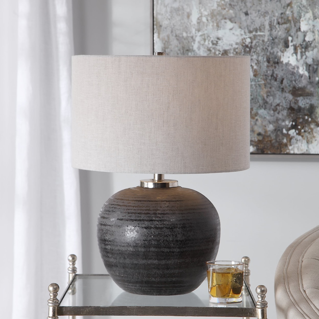 Uttermost Table Lamps Mikkel Charcoal Table Lamp