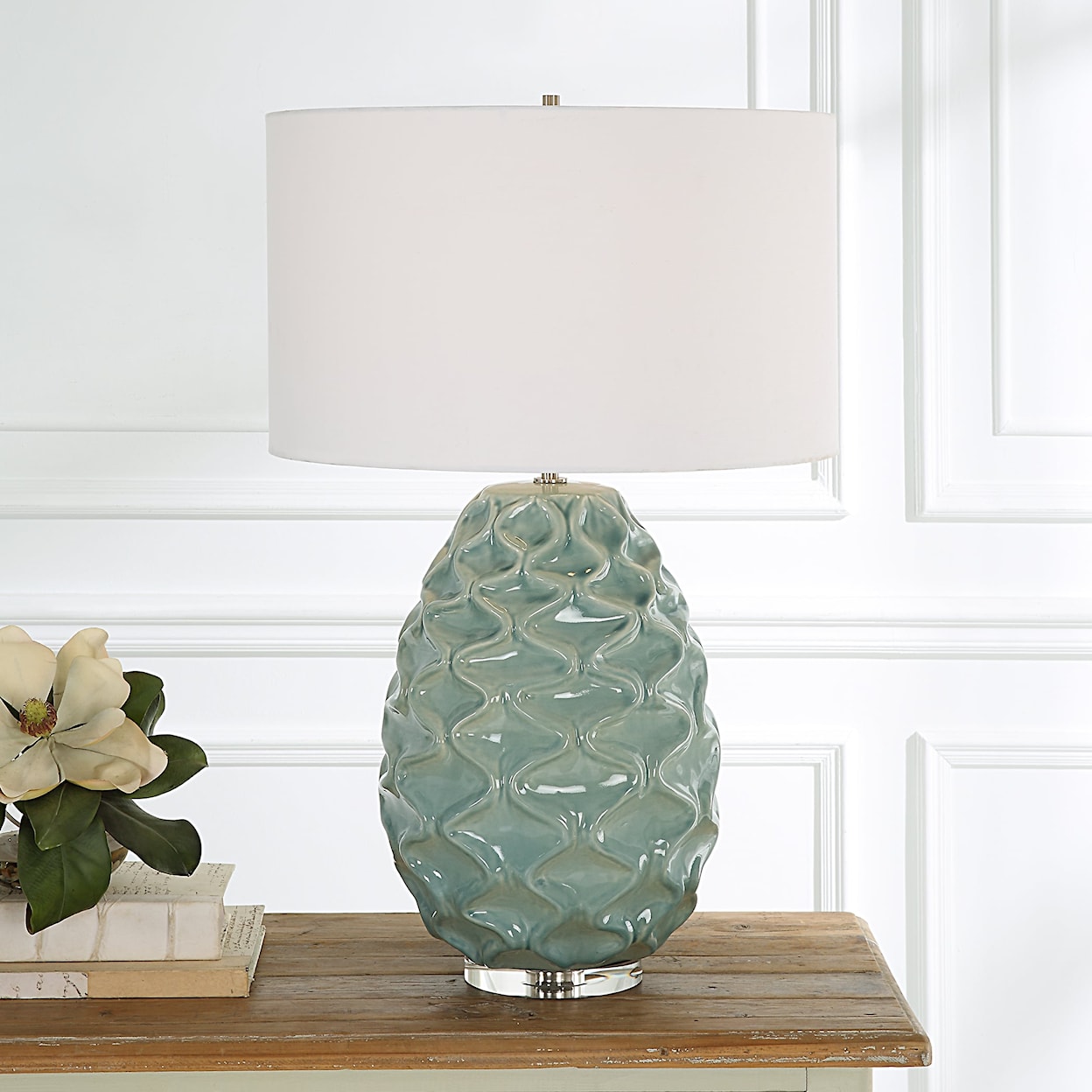 Uttermost Laced Up Laced Up Sea Foam Glass Table Lamp