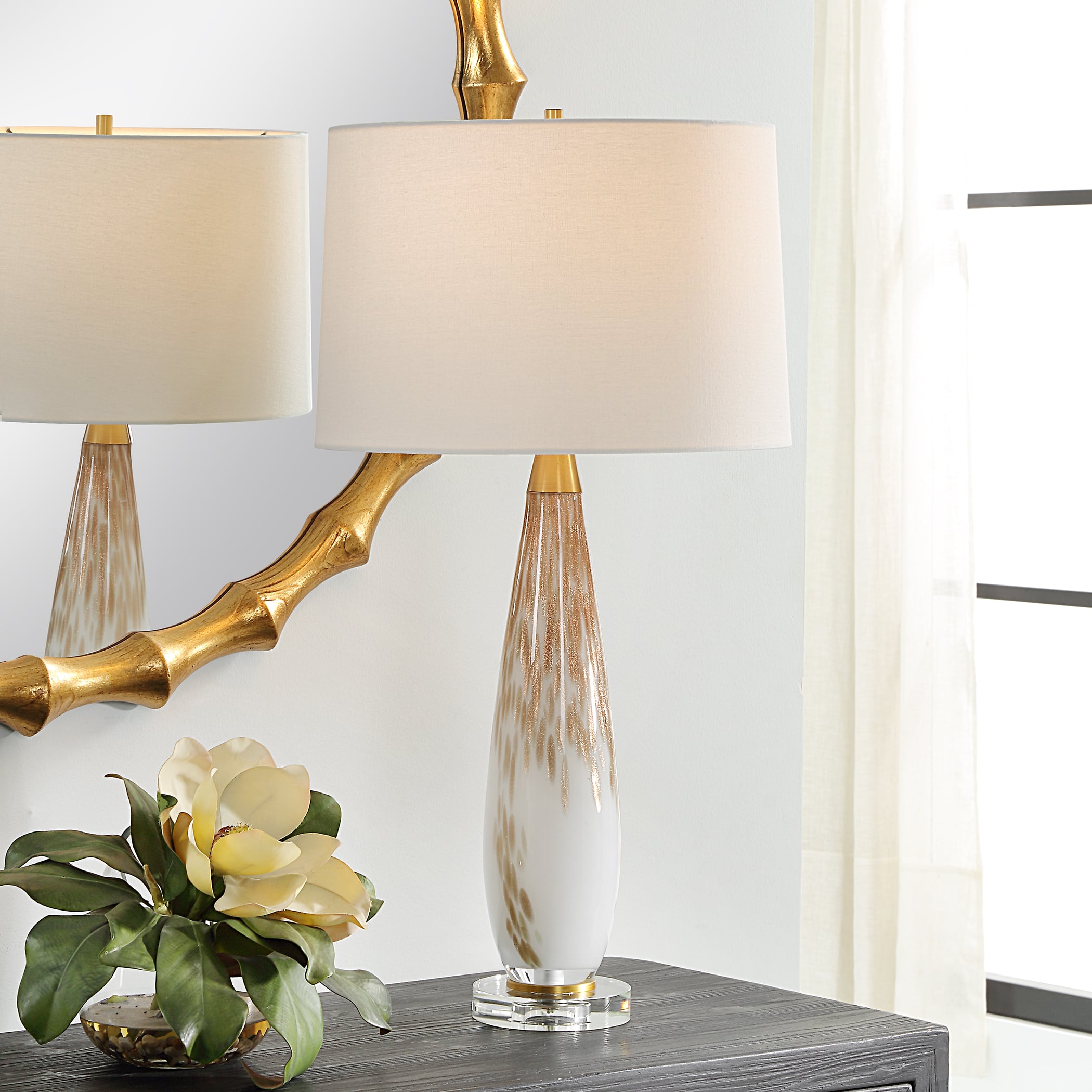 Lyra White &amp; Gold Table Lamp