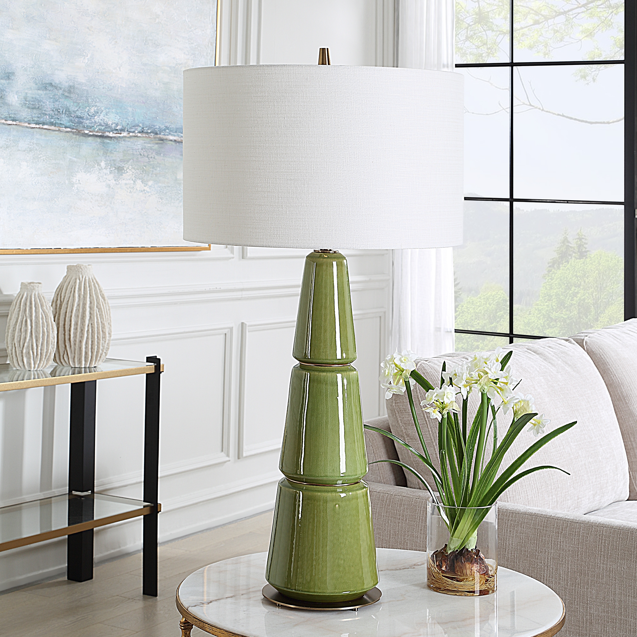 Mendell Moss Green Table Lamp