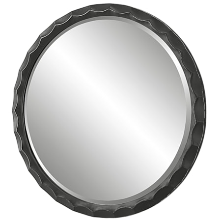 Scalloped Edge Round Mirror