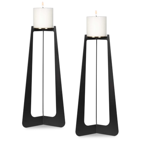 Columnar Black Candleholders