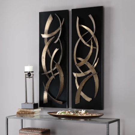 Brushstrokes Metal Wall Art, S/2