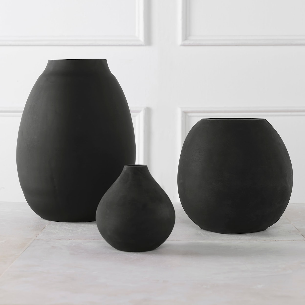 Uttermost Hearth Hearth Matte Black Vases Set/3