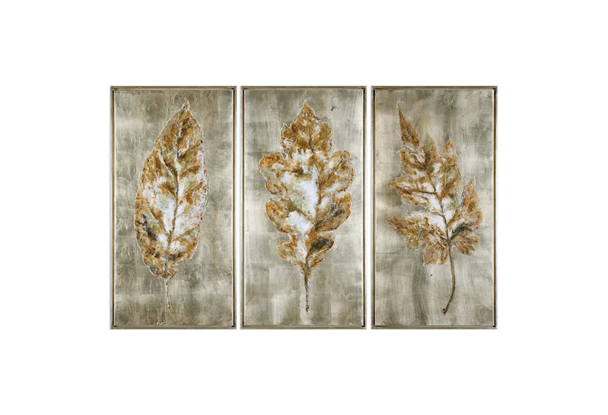 Art Champagne Leaves (Set of 3) by Uttermost at Wayside Furniture & Mattress