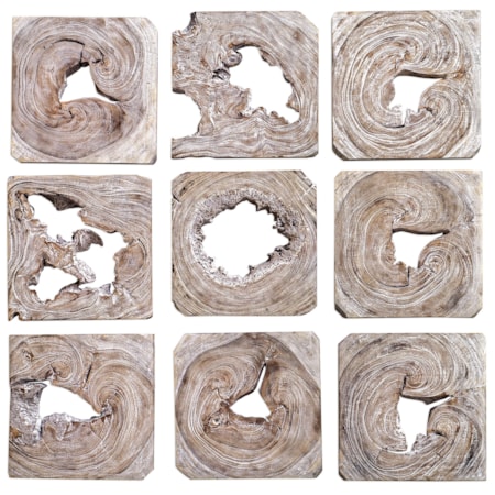 Bahati Wood Wall Art, S/9