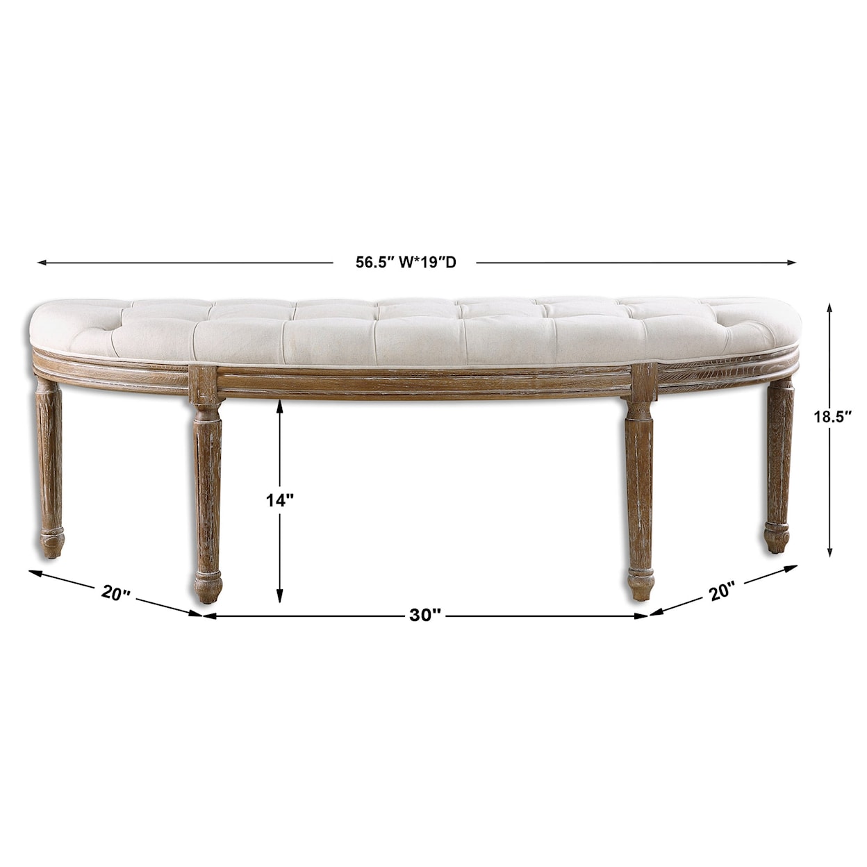 Uttermost Accent Furniture - Benches Leggett Tufted White Bench