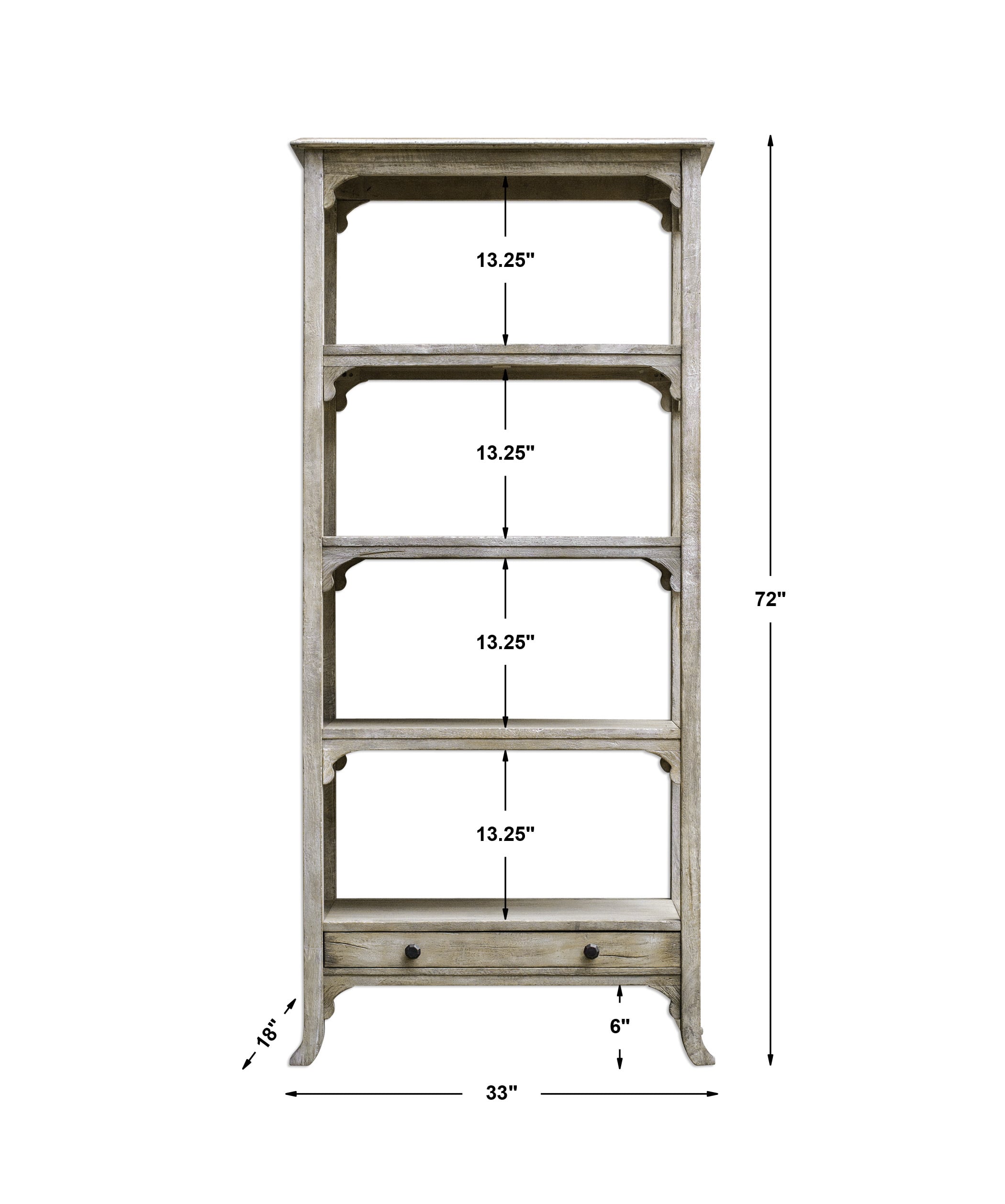 Uttermost Accent Furniture - Bookcases Bridgely Aged White Etagere