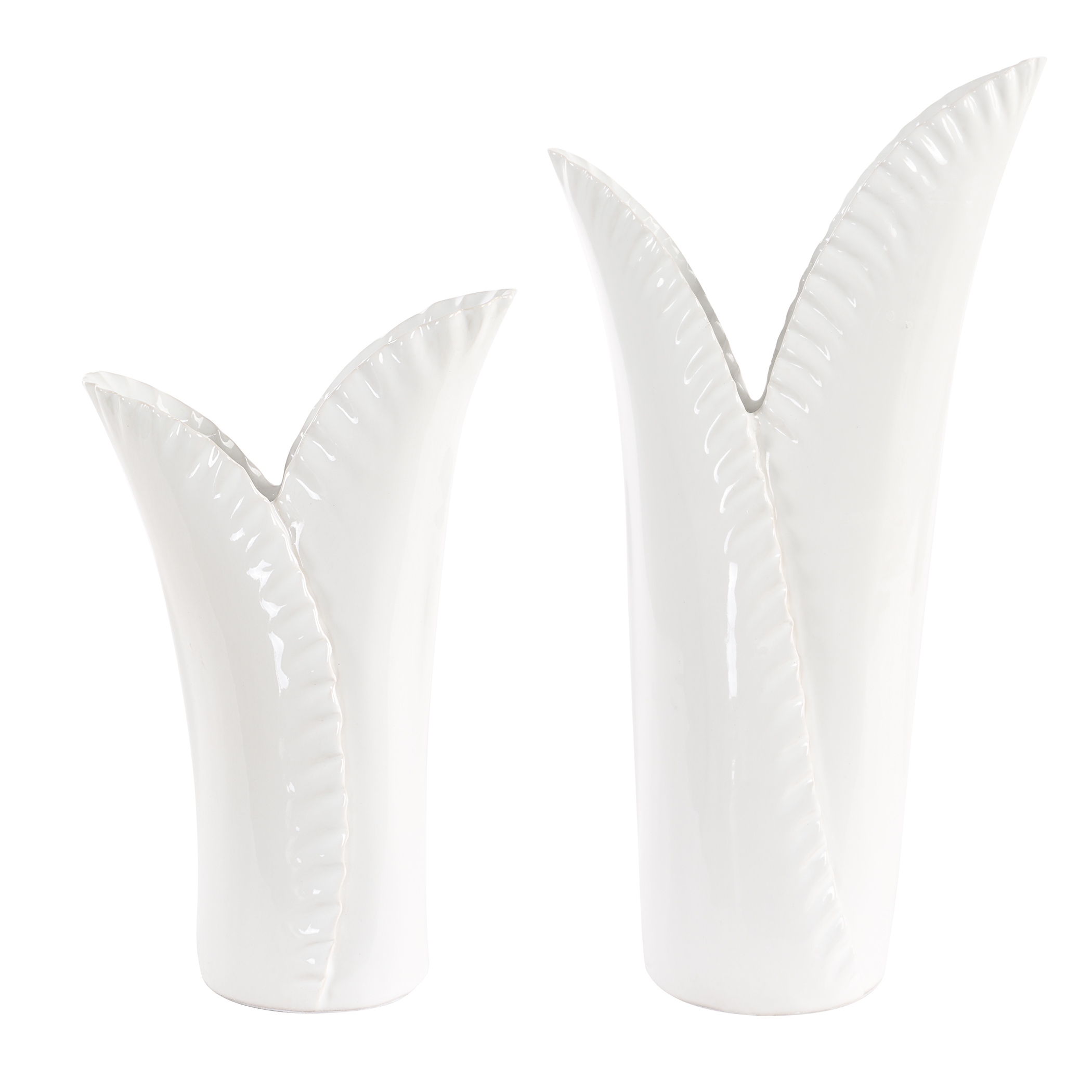 Leafscape White Vases Set/2