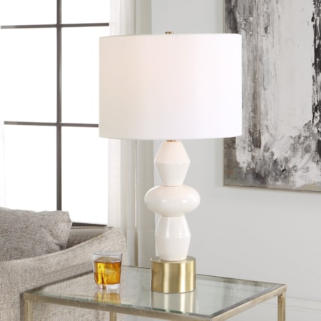 Table Lamp with Gold and Ivory Base