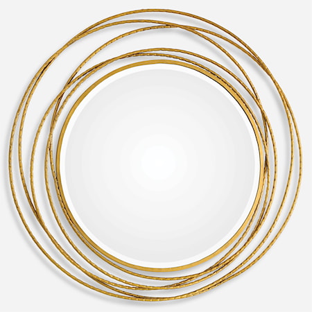 Whirlwind Gold Round Mirror