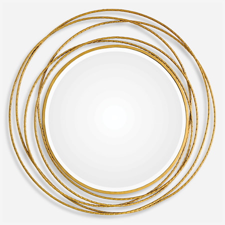 Whirlwind Gold Round Mirror