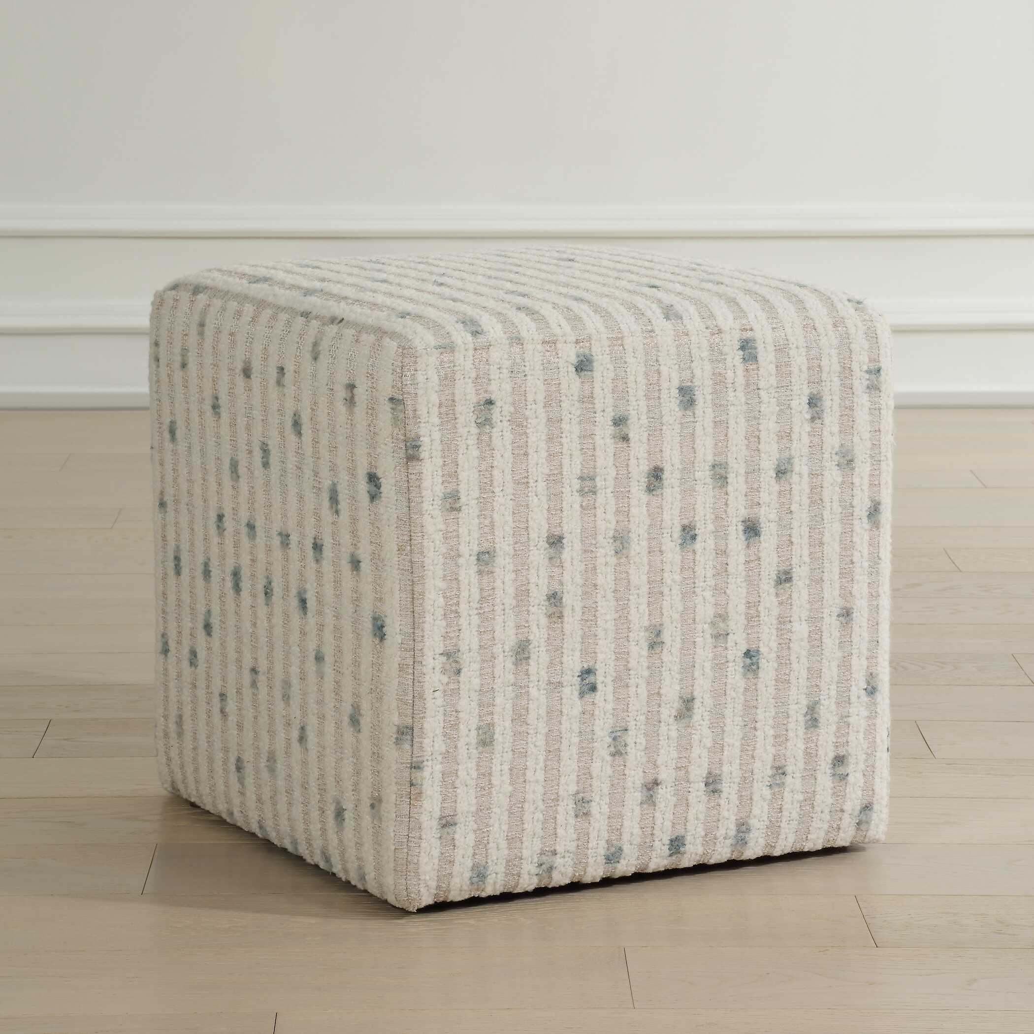 Joie White Chenille Ottoman