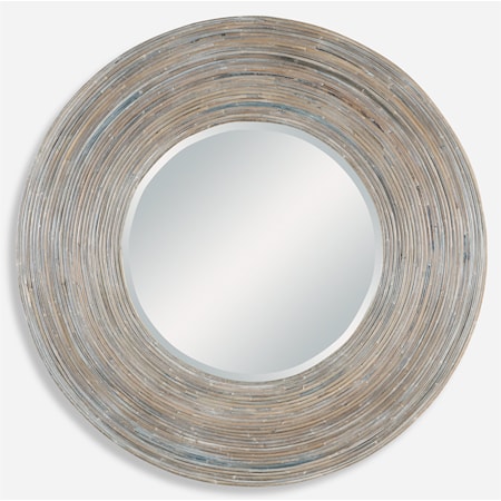 White Washed Round Mirror