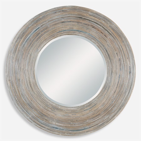 White Washed Round Mirror