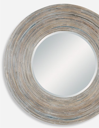 White Washed Round Mirror