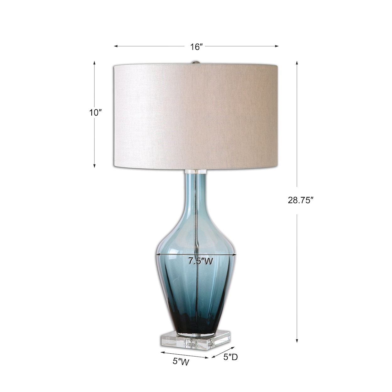 Uttermost Table Lamps Hagano Blue Glass Table Lamp