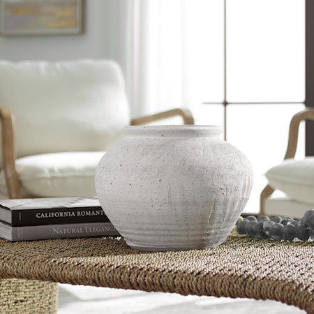 Floreana Round White Vase