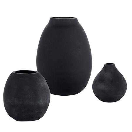 Hearth Matte Black Vases Set/3