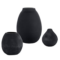 Hearth Matte Black Vases, Set/3