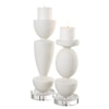 Uttermost Lido Lido White Stone Candleholders Set/2