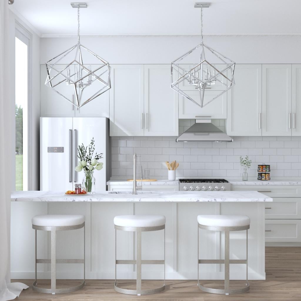 Euclid 6 Light Nickel Cube Pendant