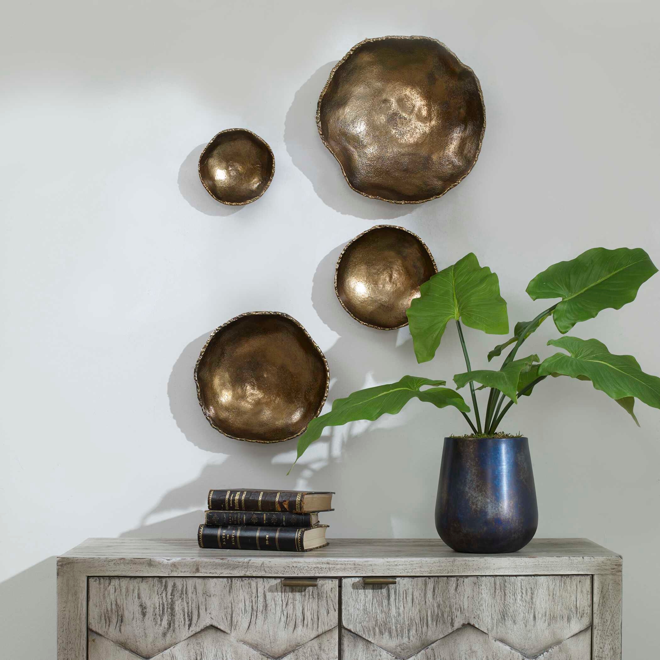 Uttermost Lucky Lucky Coins Brass Wall Bowls Set/4