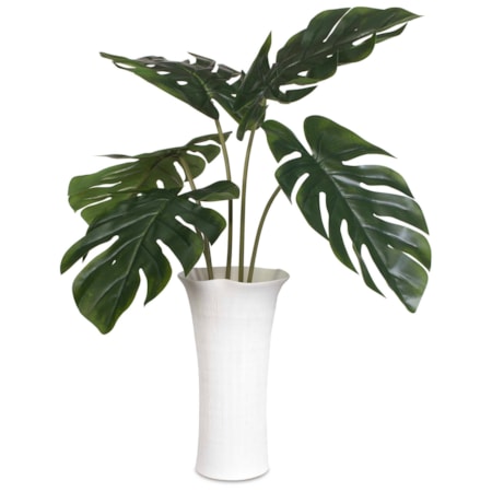 Muse Monstera White Vase Centerpiece