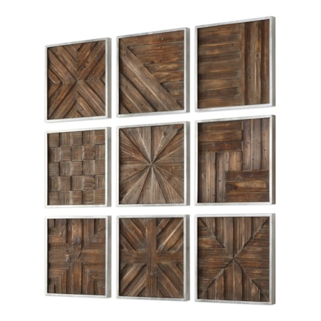 Bryndle Rustic Wooden Squares Set of 9