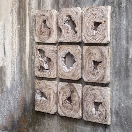 Bahati Wood Wall Art, S/9