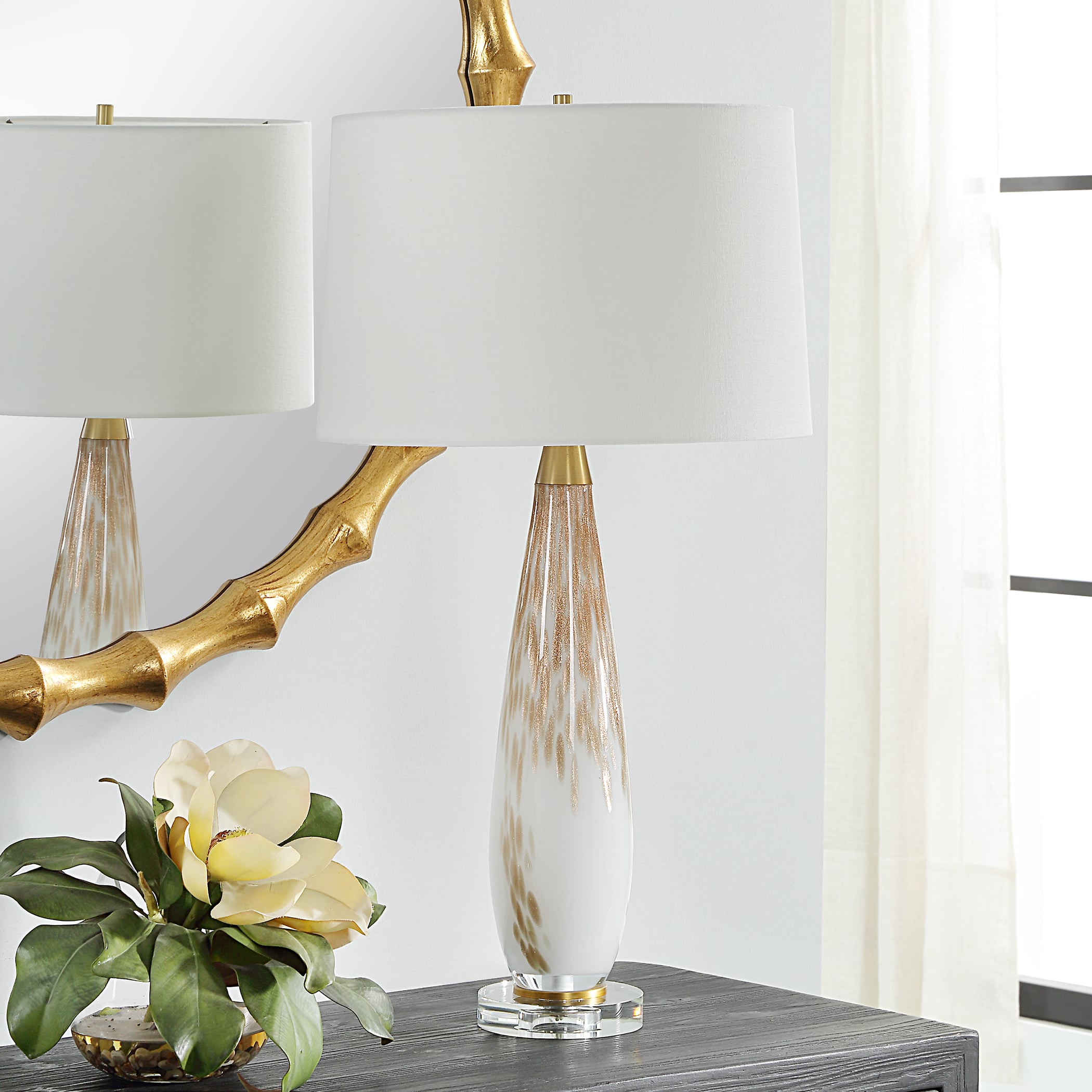 Lyra White &amp; Gold Table Lamp