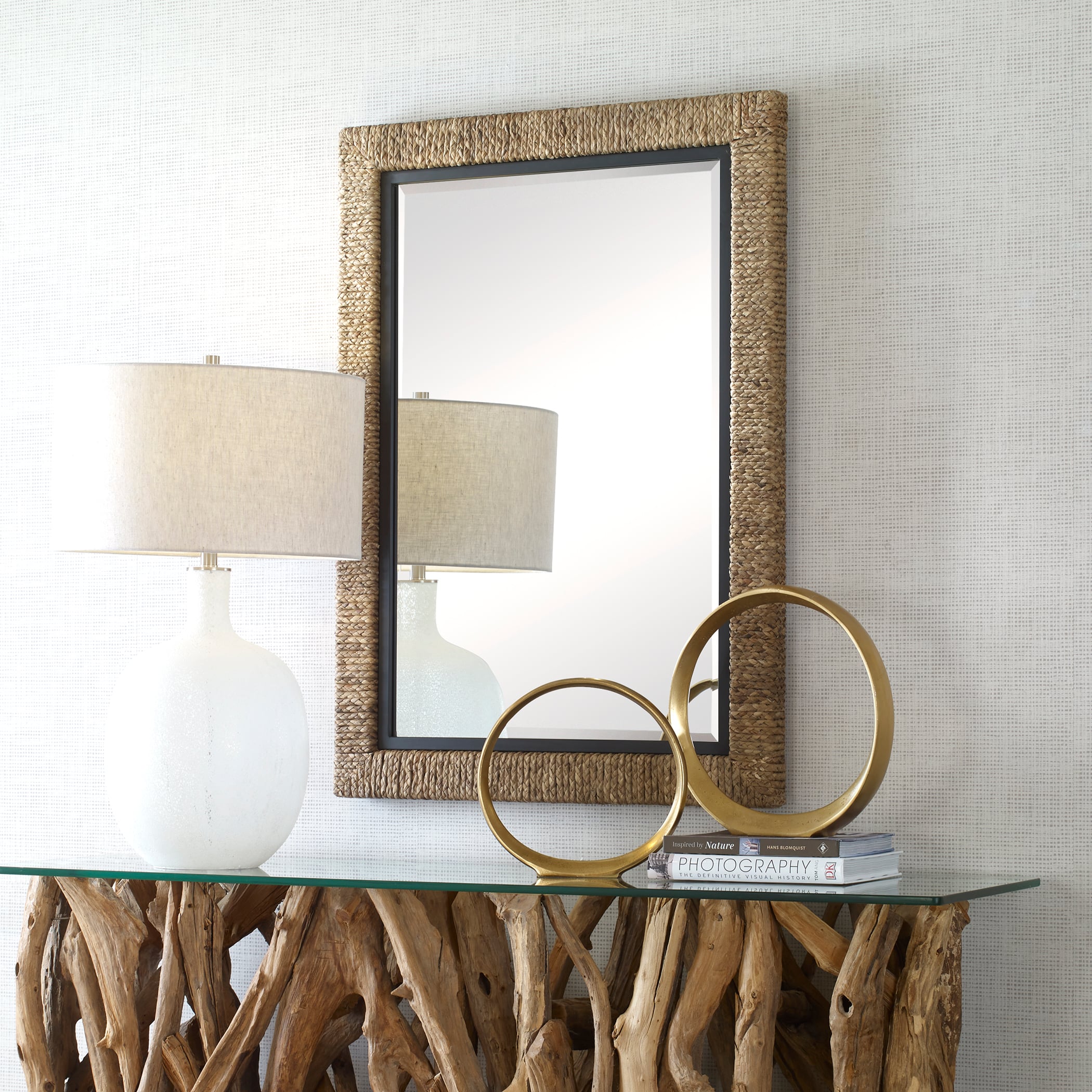 Uttermost Island Island Braided Straw Mirror