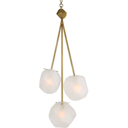 Contemporary 3-Light Pendant with Brass Finish Accents