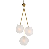 Contemporary 3-Light Pendant with Brass Finish Accents