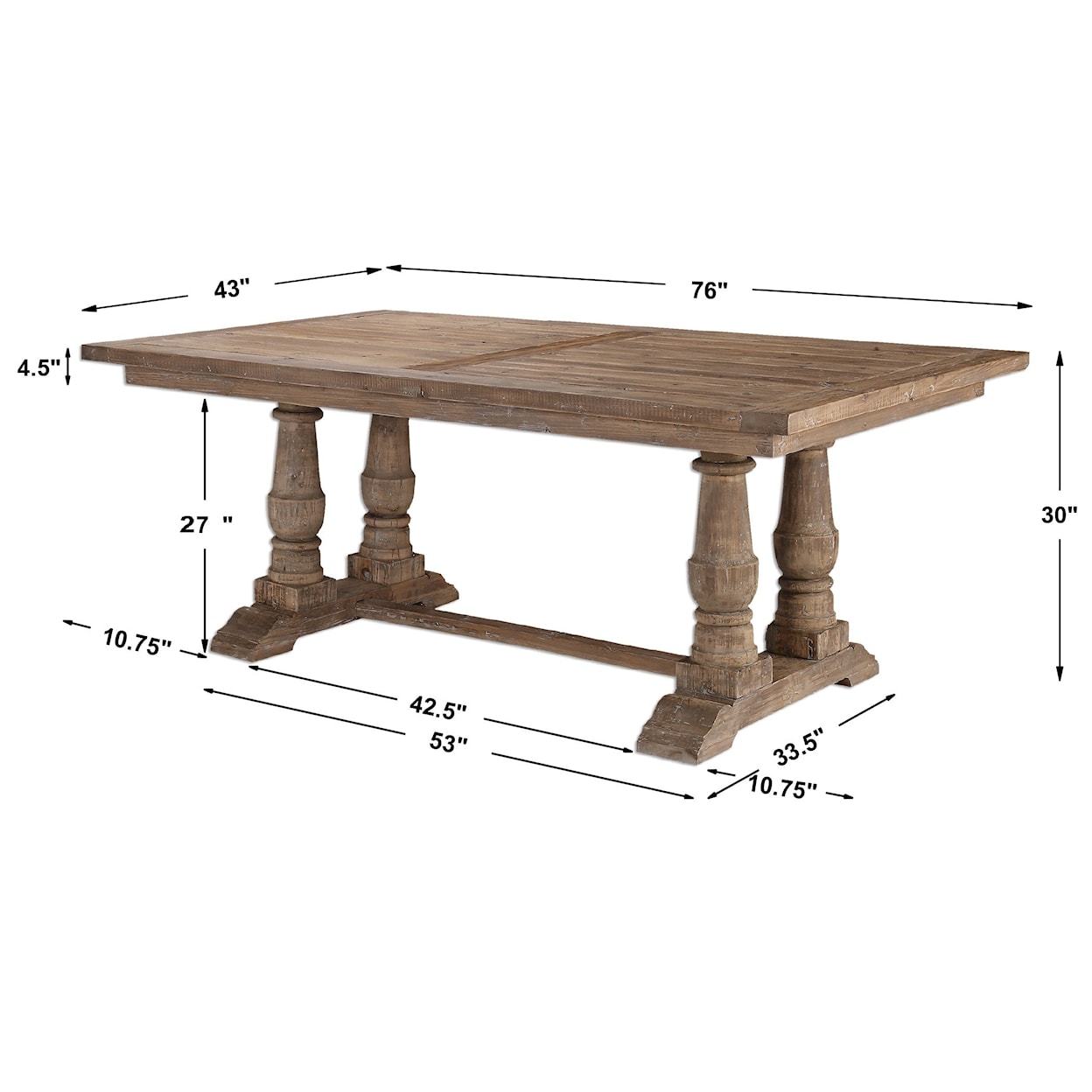 Uttermost Accent Furniture Stratford  Salvaged Wood Dining Table