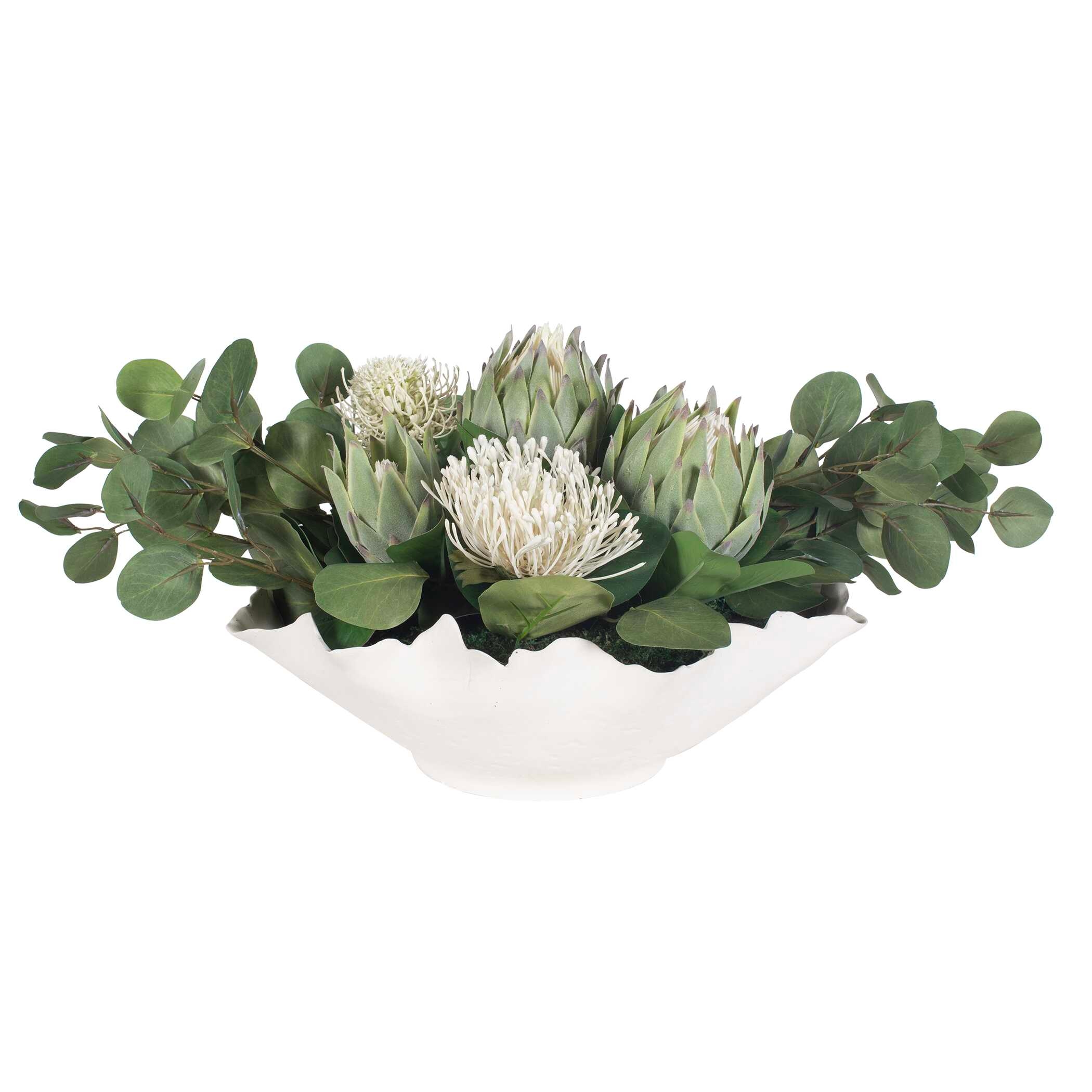 Uttermost Protea Blooms Protea Blooms White Bowl Centerpiece