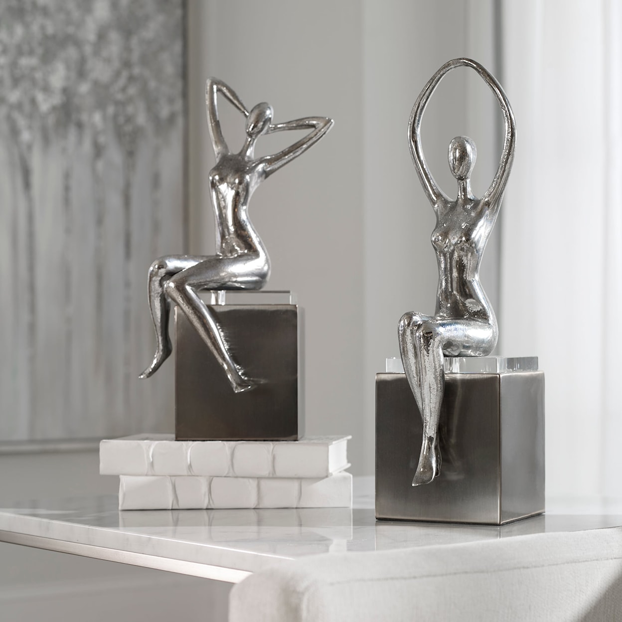 Uttermost Accessories - Statues and Figurines Jaylene Silver Sculptures, S/2