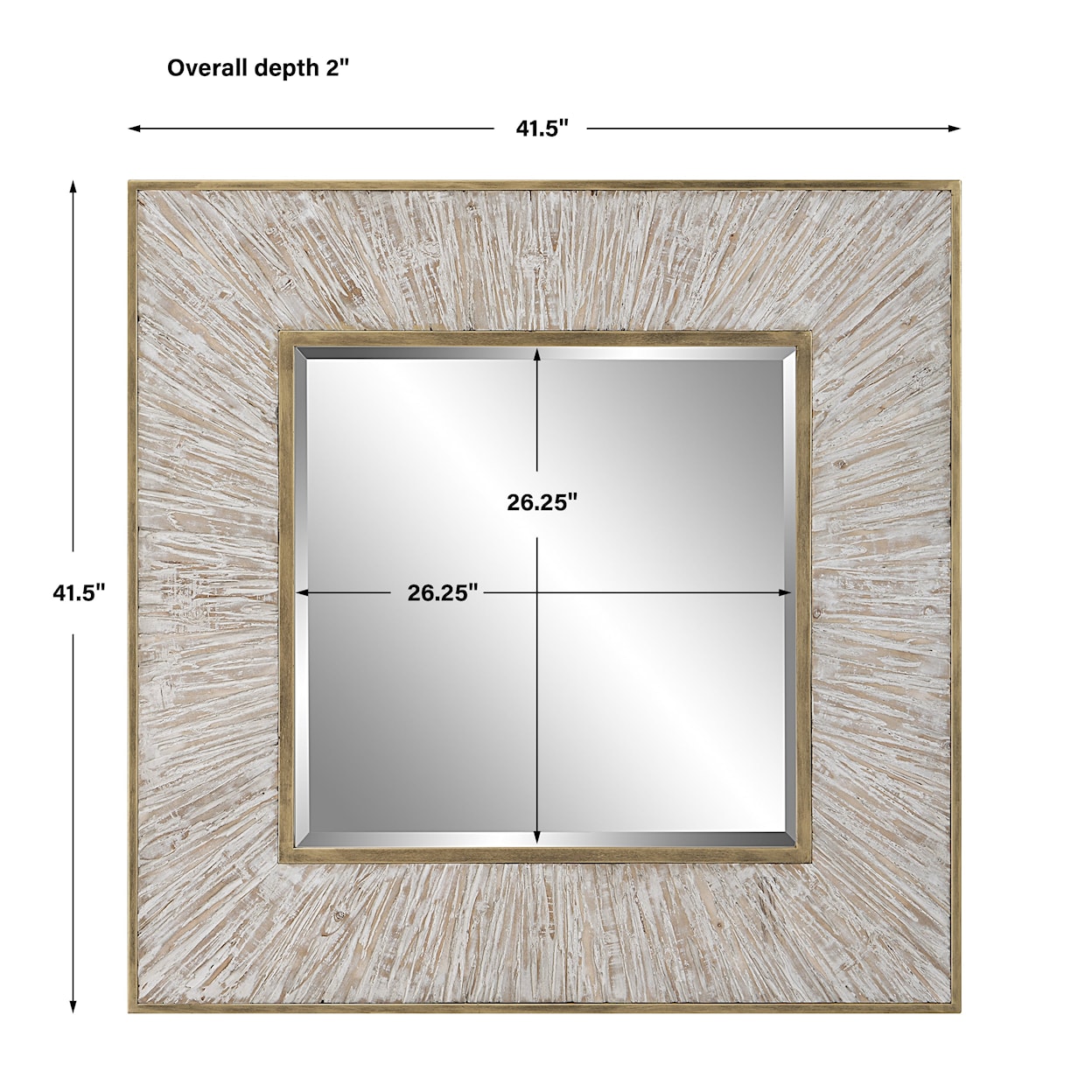 Uttermost Wharton Wharton Whitewashed Square Mirror