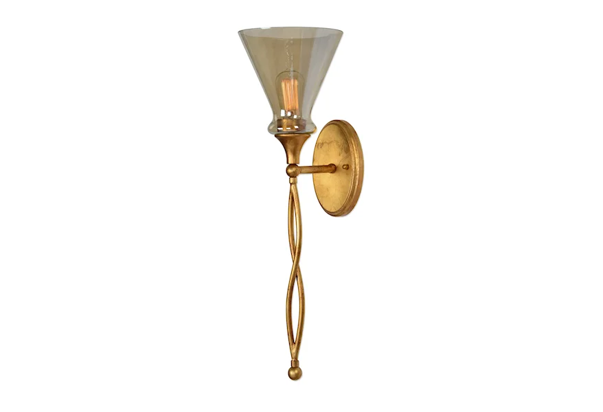 Lighting Fixtures - Wall Sconces Glam 1 Light Gold Sconce by Uttermost at Z & R Furniture