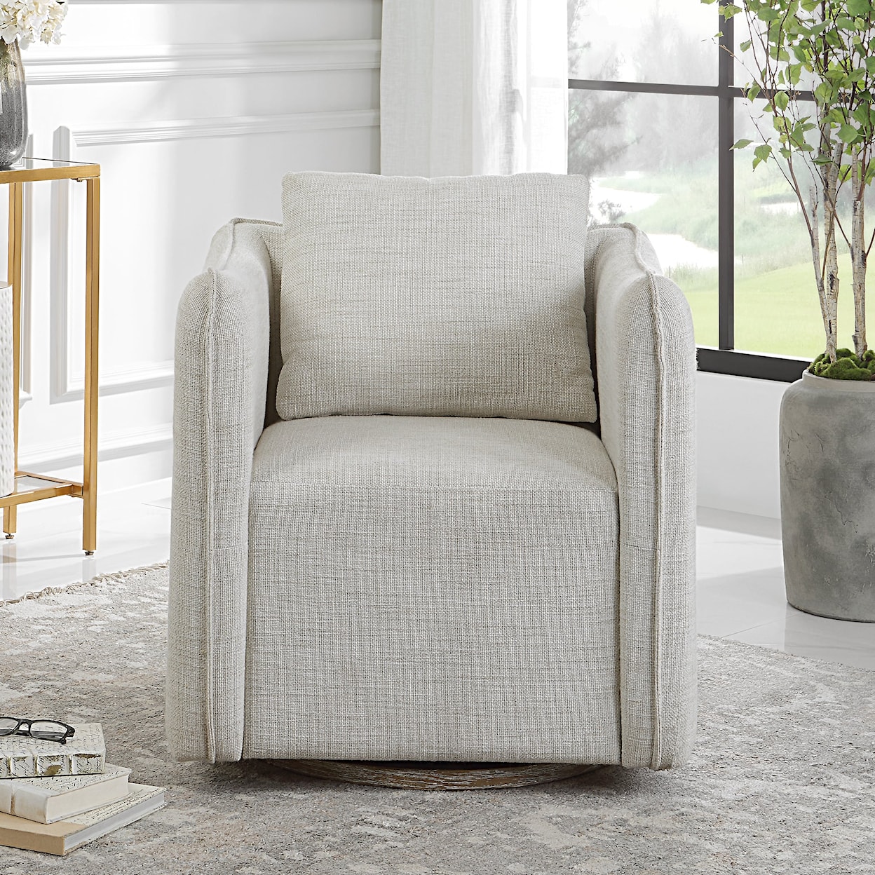 Uttermost Corben Corben White Swivel Armchair