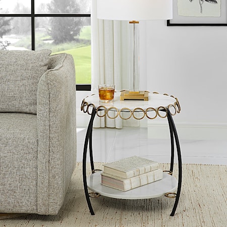 Chainlink White Marble Side Table