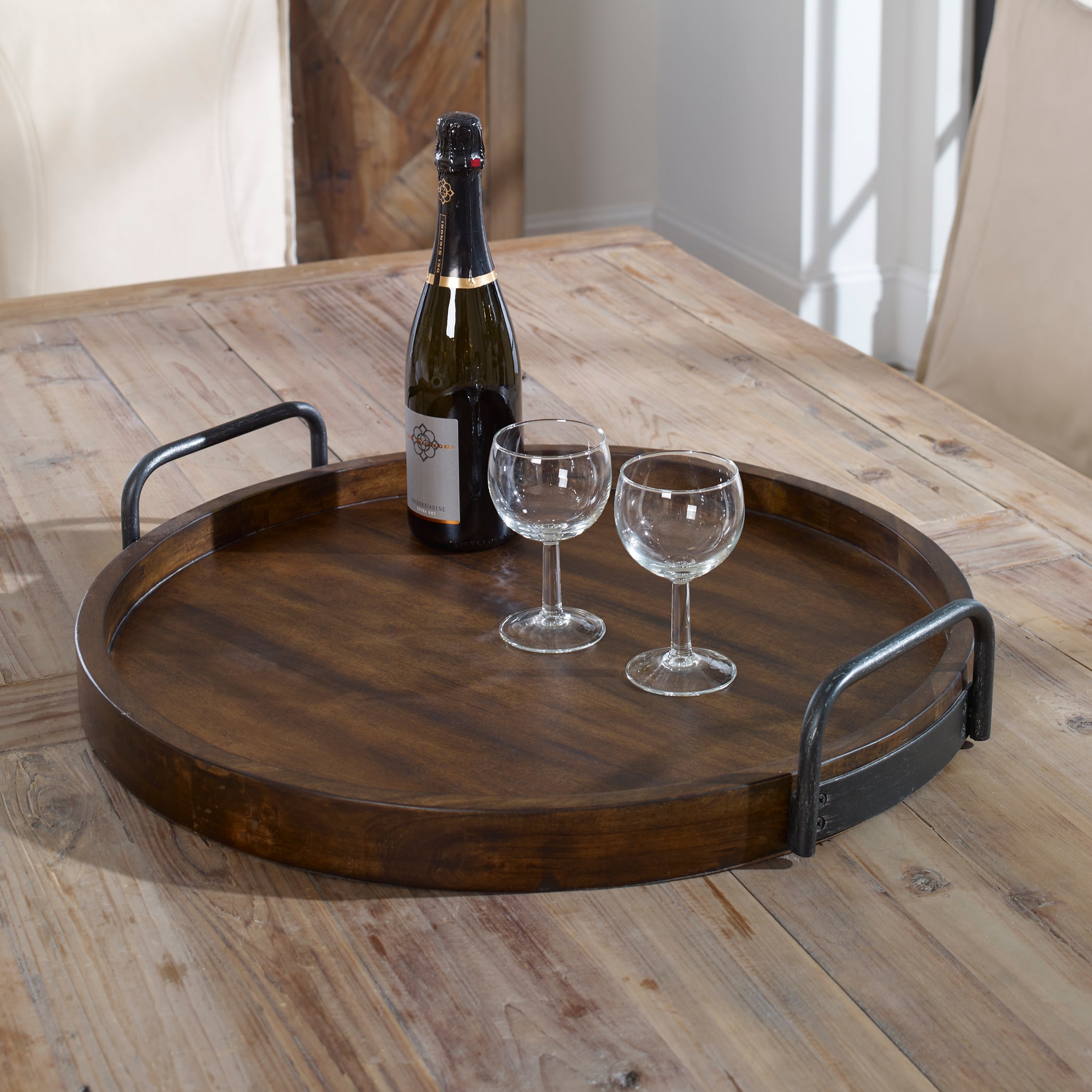 Uttermost Accessories Reine Round Wooden Tray