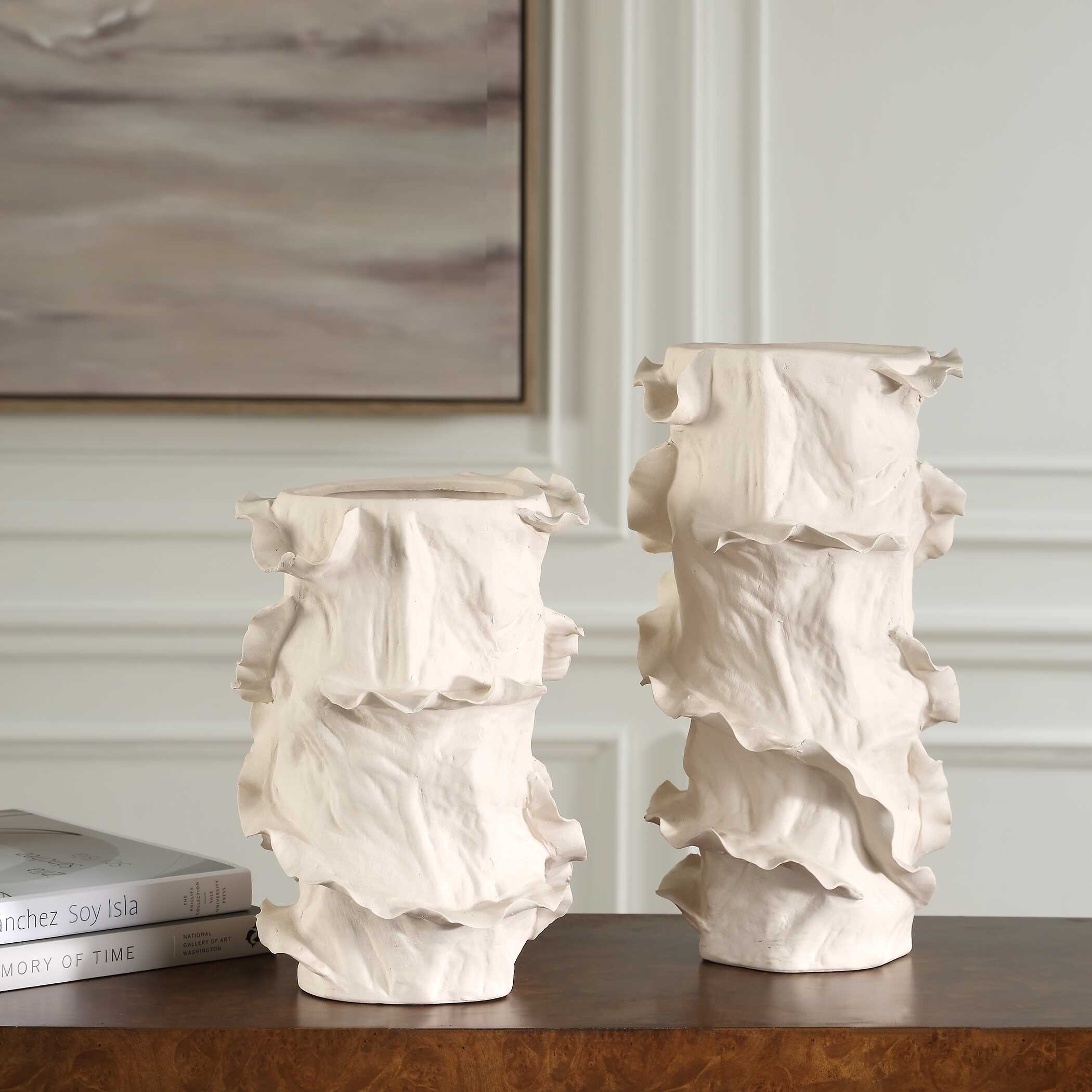 Ripple Crest White Vases