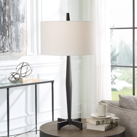 Rust Metal Table Lamp with Tapered Base