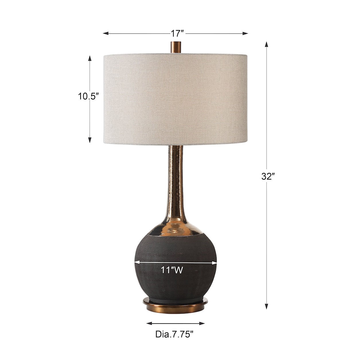 Uttermost Table Lamps Arnav Textured Black Lamp