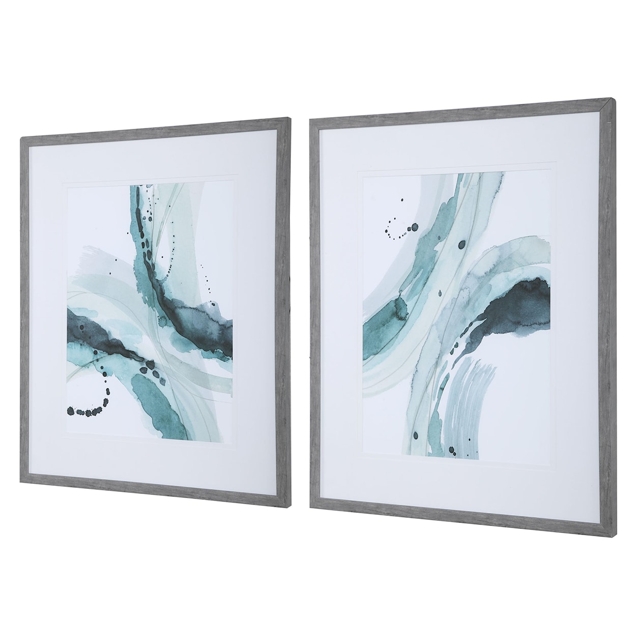 Uttermost Framed Prints Depth Abstract Watercolor Prints, S/2