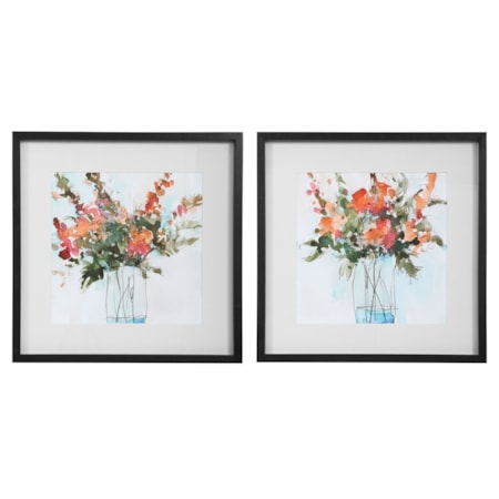 Fresh Flowers Watercolor Prints S/2